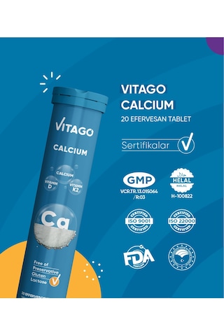 Vitago Prokalsiyum Vitamin D Vitamin K2 20 Efervesan Tablet