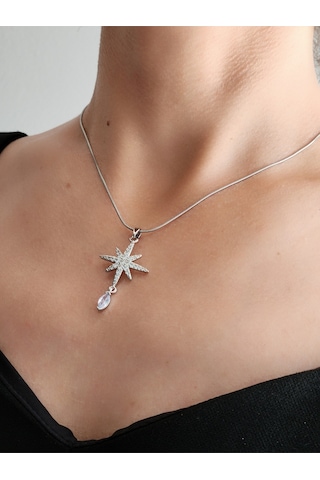 Kuzey Kutup Yıldızı Figürlü Silver Gümüş Renkli Kolye