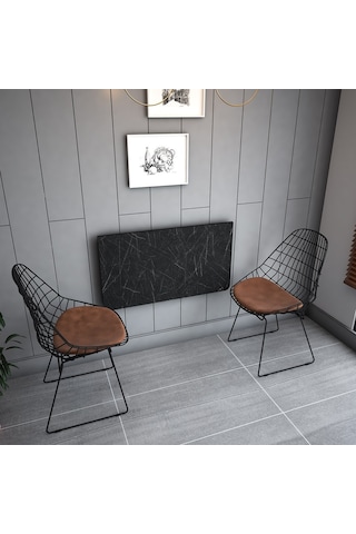 Asra Trend DMM-04 %100 MDF 90x50 cm Duvara Monte Katlanır Masa Royal Mermer Desenli Mutfak Yemek Masası