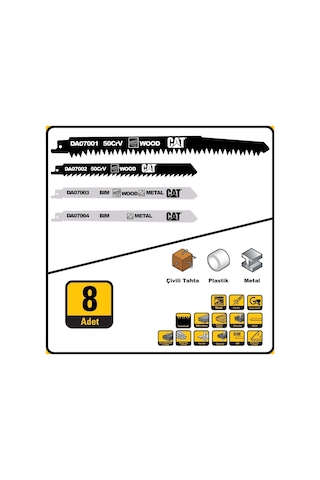 Cat Da07901 8 Parça Profesyonel Metal/ahşap Kesme Tilki Kuyruğu Testere Ucu Fr Da07901
