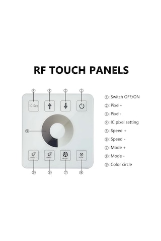 Tek Renk Piksel Şerit Kontrol Cihazı Dokunmatik Panel Kablosuz Anahtar Uzaktan Kumanda 15metre Beyaz Ktf-pc028 4 Kanal 12/24v Diğer