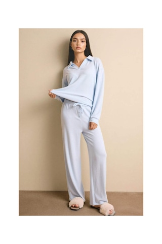 Defacto Pijama Takımı Uzun Kollu Üst Alt G1188ax26spbe772 Mavi-be772