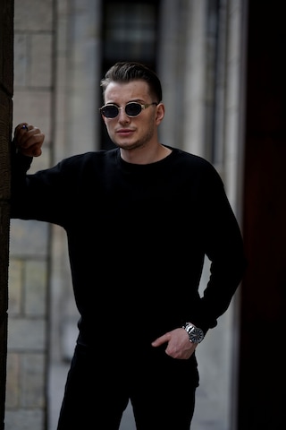 Mavona Premium 3 İplik Şardonlu Erkek Siyah Oversize Bisiklet Yaka Sweatshirt - %85 Pamuk %15 Likra