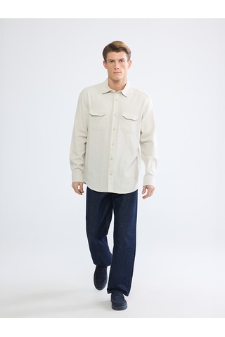 Lcwaıkıkı Classic Bej Regular Fit Keten Karışım Erkek Gömlek
