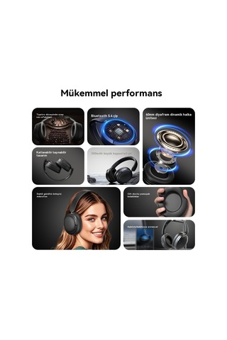 Aurora Bluetooth Kulaklıklar Kablosuz Oyun Kulaklısı Gürültü Önleme Kulaklıkları-siyah