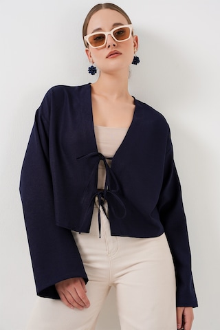 Bigdart Önü Bağlamalı Keten Kimono 960 - Lacivert