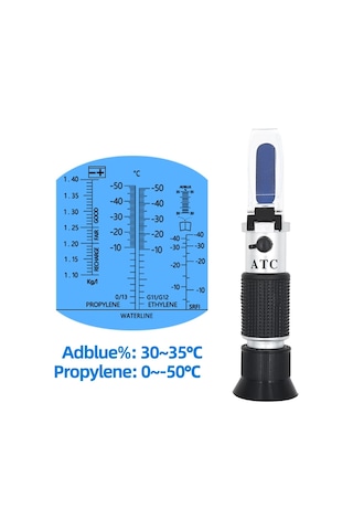 4'ü 1 Arada El Refraktometre Araç Üre Test Cihazı 30-35% Adblue Sıvı Glikol Pil Antifriz Konsantrasyon Ölçer Atc