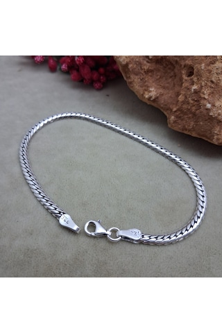 Gümüş Bileklik 925 Ayar Orta Kalınlık Sıkı Gumet Model Zincirli Bileklik