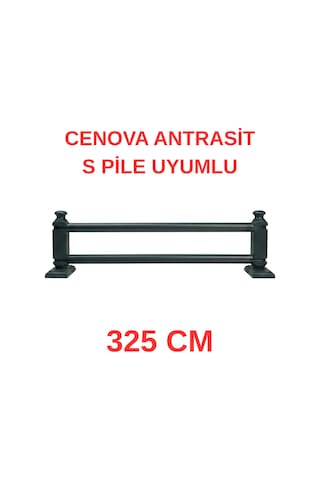 Cenova S Pile Ve Perde Düğmesi Uyumlu Çetray Çift Raylı Modern Ahşap Rustik Antrasit 325 Cm Antrasit
