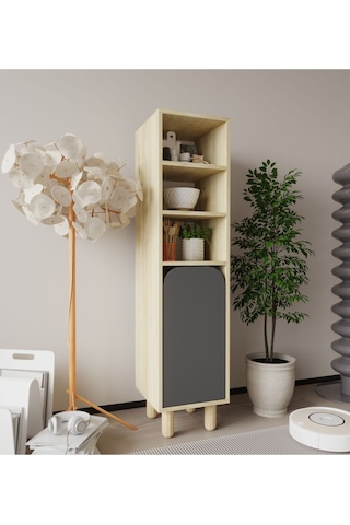 Parma 1 Kapaklı Mutfak Dolap, Kahve Köşesi, Çok Amaçlı Dolap Safir Meşe-antrasit