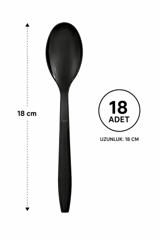 Plastik Kaşık Siyah 4,8 Gr Modern Lüks 18'adet