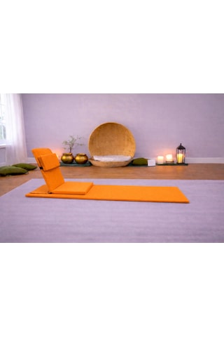 Backjack Meditasyon Sandalyesi Destekli Yer Minderi + 60x180 Kumaş Mat - Backjack 3xl Mat+backjack İkili Set Turuncu