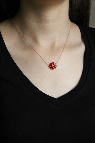 Ay Yıldız Motifli Gümüş Lal Taşı Kolye - N135301