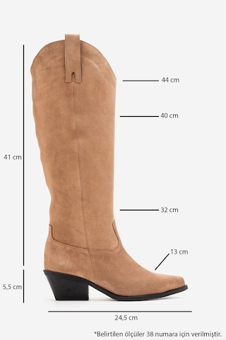 Luvishoes Anıa Toprak Süet Hakiki Deri Kadın Western Çizme Toprak