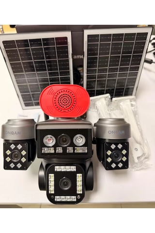 Onqam On-sg4474 12mp 4 Lens 4g Çift Solar Panel Hieasy Aov Sürekli Kayıt Gece Görüş Çift Yönlü Ses Sim Kart