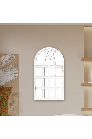 Pazly Suntek Monte Kemerli Duvara Dekoratif Camı Bölmesi Beyaz Ayna Akrilik Bp Beyaz