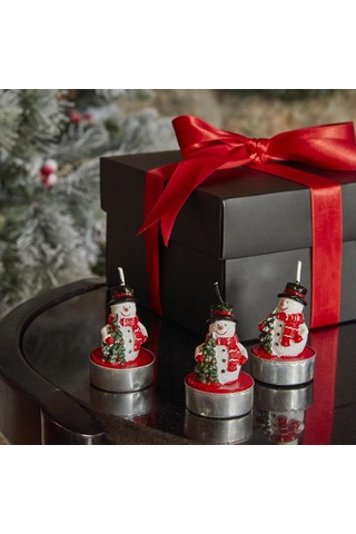Lexroo New Year Snowman 3'lü Tealight Mum Çok Renkli