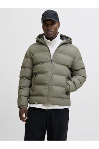 Jack & Jones Jjelements Suni Deri Görünümlü Şişme Mont 12279239 Yeşil