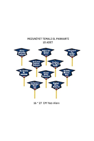 İlkokul Mezuniyet El Pankartı 10 Adet