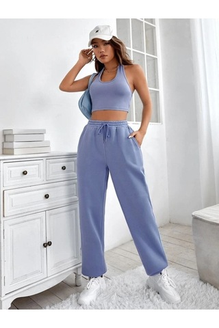 Kadın Bebe Mavi Oversize Eşofman Altı - Unisex Bebe Mavi-260393