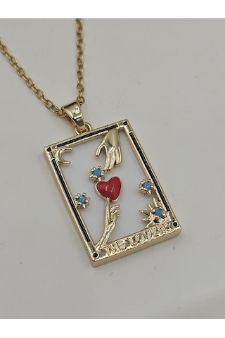 The Lovers Taror Kartı Çelik Kolye Altın