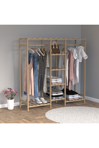 Ahşap Gardırop, Masif Ahşap Dolap, Açık Dolap, Gardırop 150x40x150 Ahşap