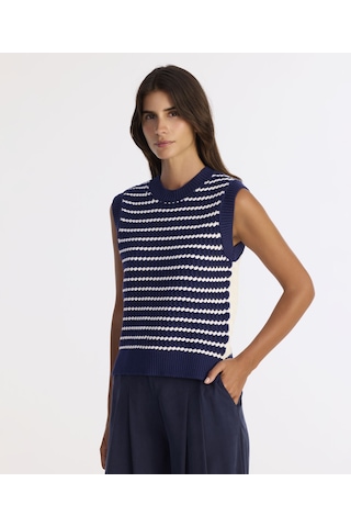 Yargıcı Regular Bisiklet Yaka Kolsuz Kol Kazak 25kktr2038x 004 Lacivert