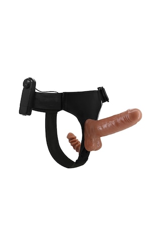 Lilitu Shop Baile 16 CM Belden Bağlamalı Çift Taraflı Titreşimli Strapon Penis