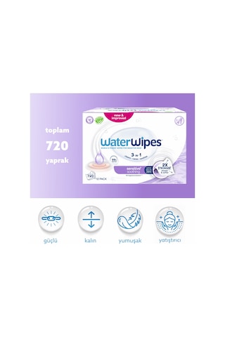 Waterwipes Sensitive+ Yatıştırıcı Islak Mendil 12x60 Adet 720 Yaprak