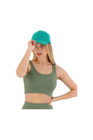 Fantazer Premium Göğüs Toparlayıcı Sarkma Önleyen Spor Günlük Kalın Askılı Pedli Fitilli Crop Büstiyer Yeşil