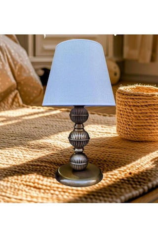 Sava Abajur Eskitme Kaplamalı Metal Krem Şapka Kahverengi