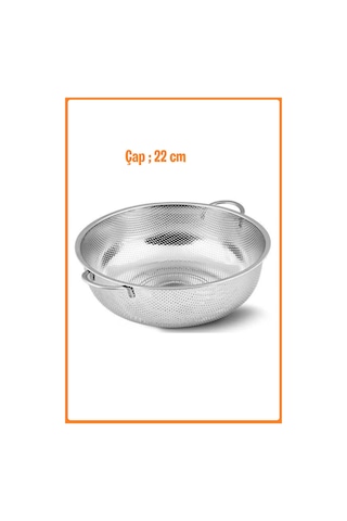 Paslanmaz Çelik Kulplu Süzgeç, Makarna Süzgeci 22 Cm