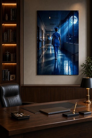 Gece Nöbeti Hemşire Baskılı Cam Tablo Uv Baskı Modern Hastane Duvar Dekoru