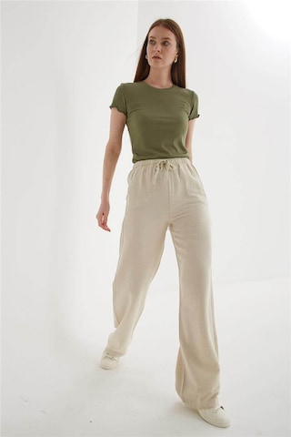 Fashion Friends Geniş Paça Kadın Keten Pantolon 25y0249k1 Ekru