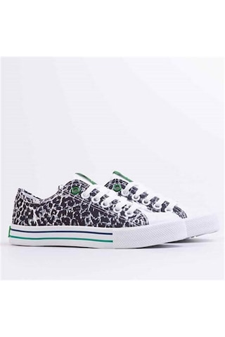 United Colors Of Benetton BENETTON KADIN ABRAS SİYAH-BEYAZ SNEAKER BN-30179 Beyaz - Siyah