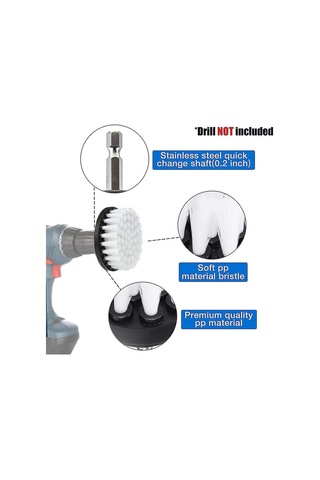 Matkap İçin 4'lü Fırça Seti, Elektrikli Matkap İçin 2/3,5/4/5 İnç Temizleme Fırçası, Yumuşak Kıllı Halı Temizliği