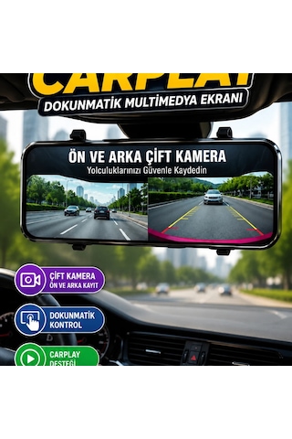 Ayna Carplay Dokunmatik Multimedya Ekranı Ön Ve Arka Kamera Destekli Diğer