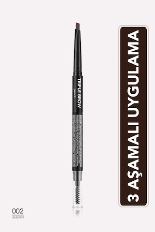 Flormar Triple Brow Kaş Pudrası ve Fırça İçeren Kaş Kalemi 002 Auburn