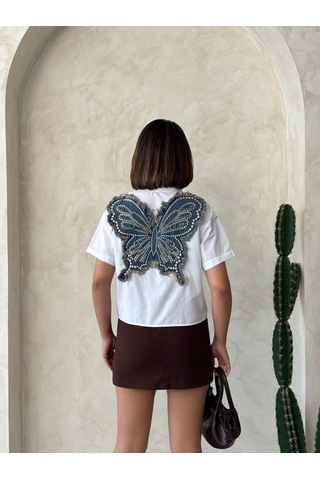 Verymoda Kelebek Detaylı Gömlek D2891 Beyaz