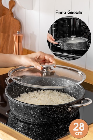 2'li Granit Döküm Derin Tencere Ve Pilav Tenceresi Seti 28 Cm Derin 28 Cm Pilav Tencere