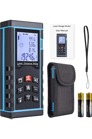 Profesyonel 40 Metre Dijital Lazer Metre Ölçer Lcd Ekran, Su Terazili, Alan Hacim, Pisagor Hesaplama Ve 20 Kayıt Hafızası