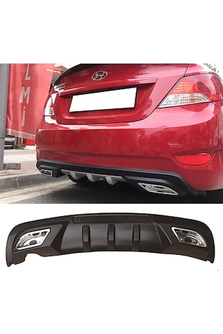 Hyundai Accent Blue Uyumlu Difüzör Difizör Siyah + Kare Egzoz Görünüm C Tip 2010 - 2018