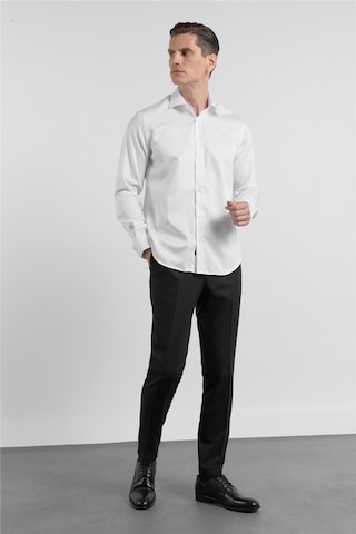 İmza Beyaz Saten İtalyan Yaka Uzun Kol Cepsiz Slim Fit Pamuk Gömlek 1004255231 S