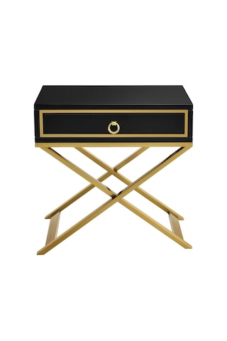 Jasmin Gold Metal Siyah Komodin