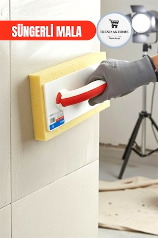 180 Süngerli Mala 160mm X 300mm İnce Sıva Yüzey Perdahı, Fayans Derz Dolgu Ve Temizleme Malası