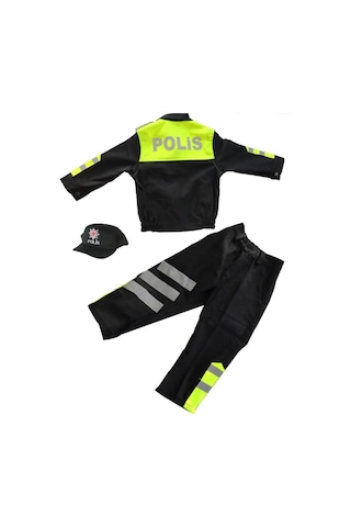 Sevimli Çocuk Polis Kostümü Şapka Gömlek Ve Pantolon Takımı - Sarı, 8 Numara Sarı - 80309021 Sarı