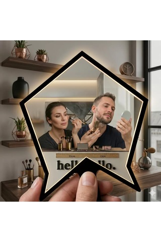 Kırılmaz Pleksi El Aynası 10x10cm - Çanta Boyu Geometrik Tasarım - Kadın & Erkek Bakım Aynası Belirtilmemiş