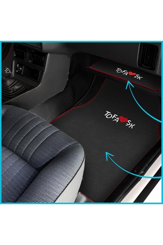 Tofaş Şahin Doğan Kartal Nakışlı Siyah Renk Oto Halı Paspas Tofaş Siyah Torpido Alt Kaplama Örtüsü