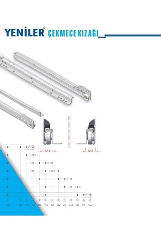 Standart Çekmece Kızağı Dolap Çekmece Rayı Beyaz 50 Cm 5 Takım Beyaz