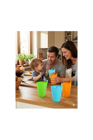 3 Lü Pipetli Meşrubat Bardağı Seti - 450 Ml Renkli Ve Ergonomik Tasarım - Çocuk Ve Yetişkin Uygun Su Ve Meyve Suyu Bardağı Çok Renkli